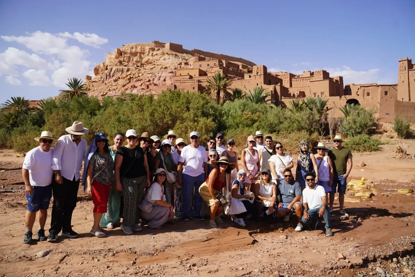 Travelers at Ait Ben Haddou on a private Morocco tour
